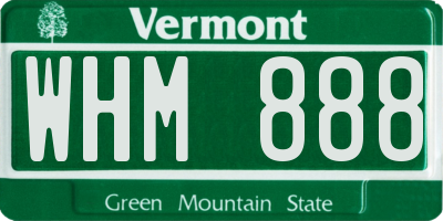 VT license plate WHM888