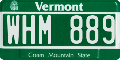 VT license plate WHM889