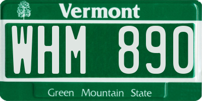 VT license plate WHM890