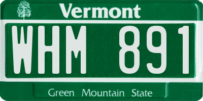 VT license plate WHM891