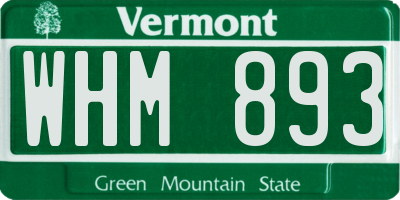 VT license plate WHM893