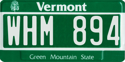 VT license plate WHM894