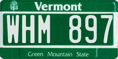 VT license plate WHM897