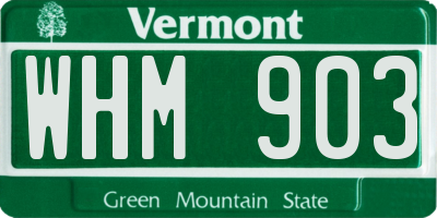 VT license plate WHM903