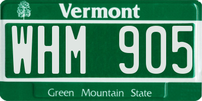 VT license plate WHM905