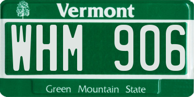 VT license plate WHM906