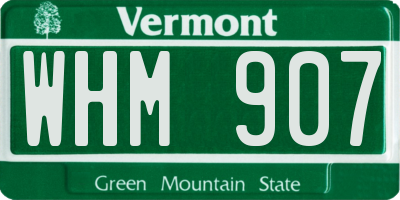 VT license plate WHM907