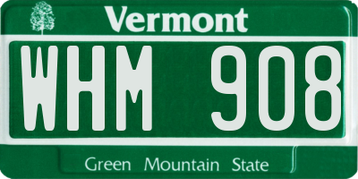 VT license plate WHM908