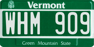VT license plate WHM909