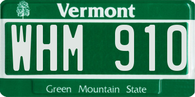 VT license plate WHM910
