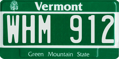 VT license plate WHM912