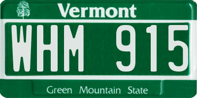 VT license plate WHM915