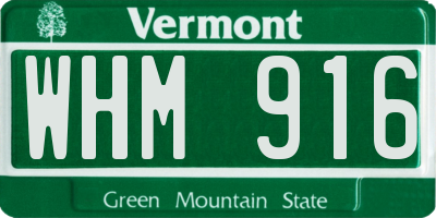 VT license plate WHM916