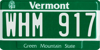VT license plate WHM917