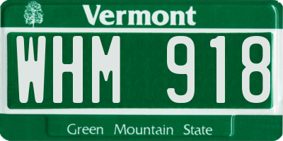 VT license plate WHM918