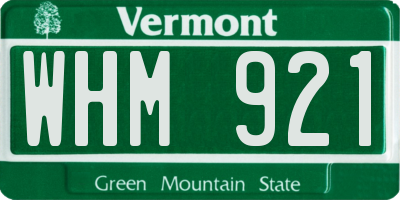 VT license plate WHM921