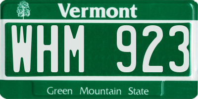 VT license plate WHM923