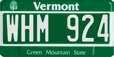 VT license plate WHM924