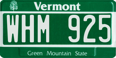 VT license plate WHM925