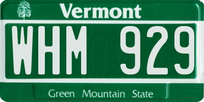 VT license plate WHM929