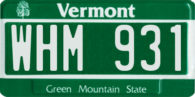 VT license plate WHM931