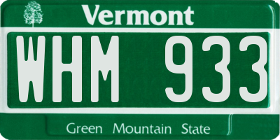 VT license plate WHM933