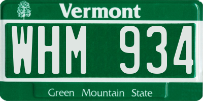 VT license plate WHM934