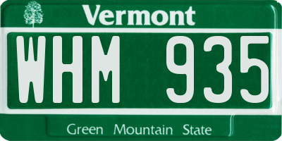 VT license plate WHM935