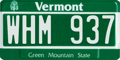 VT license plate WHM937