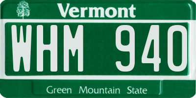 VT license plate WHM940