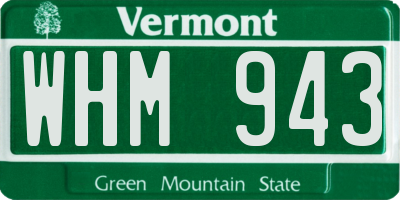 VT license plate WHM943