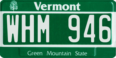 VT license plate WHM946
