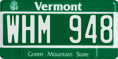 VT license plate WHM948