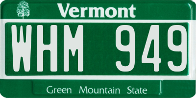 VT license plate WHM949