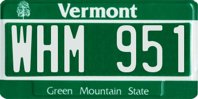 VT license plate WHM951