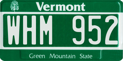 VT license plate WHM952