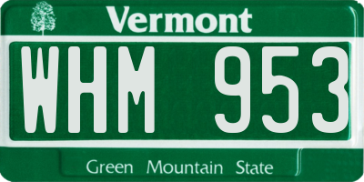 VT license plate WHM953