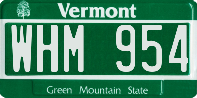 VT license plate WHM954