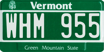 VT license plate WHM955