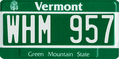 VT license plate WHM957