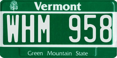 VT license plate WHM958