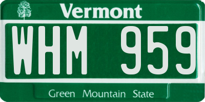 VT license plate WHM959