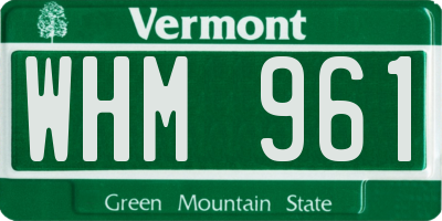 VT license plate WHM961