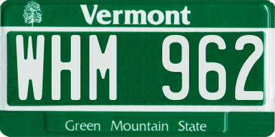 VT license plate WHM962