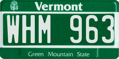 VT license plate WHM963