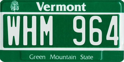 VT license plate WHM964