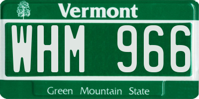 VT license plate WHM966