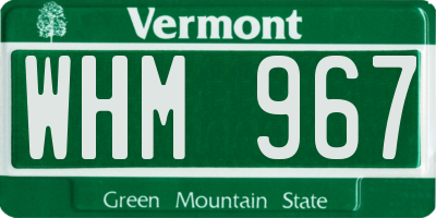 VT license plate WHM967