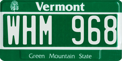 VT license plate WHM968