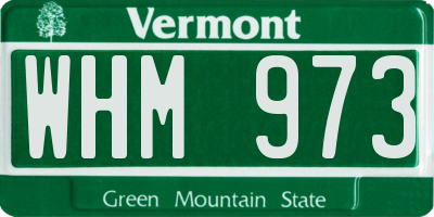 VT license plate WHM973